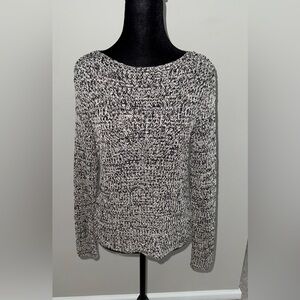 Liz Claiborne Black, Tan and White Liquid Knit Crew Neck Sweater